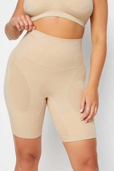  Yours Seamless Control High Waisted Shorts, Medium Beige 