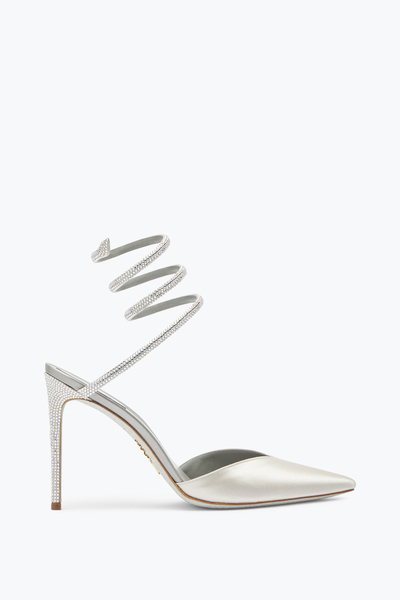  Ren&eacute; Caovilla Ren&eacute; Caovilla Cleo Crystal Gray Open-back Pump 105 Woman  Gray 