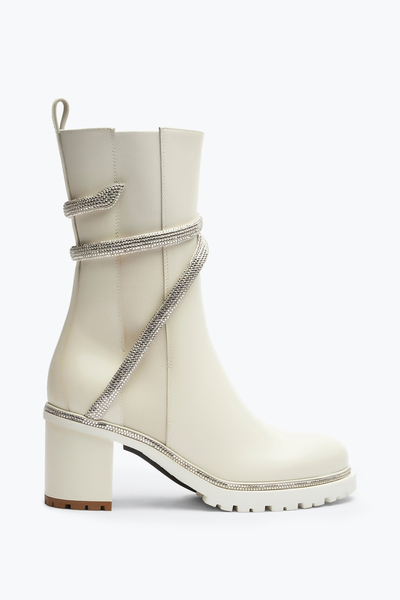  Ren&eacute; Caovilla Ren&eacute; Caovilla Cleo Crystal Ivory Bootie 60 Woman  White 