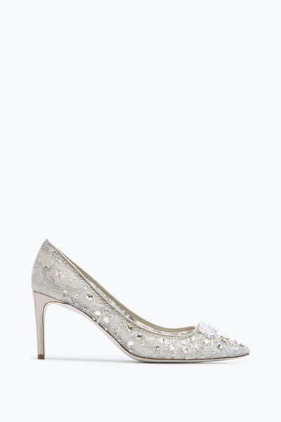  Ren&eacute; Caovilla Ren&eacute; Caovilla Grey Pointed Pumps Cinderella Woman  Silver 