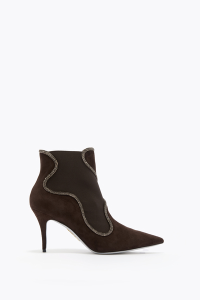  Ren&eacute; Caovilla Ren&eacute; Caovilla Onda Brown Ankle Boot 80 Woman  Brown 