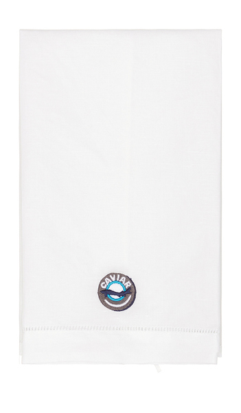  Abbode Caviar Tea Towel In White. 
