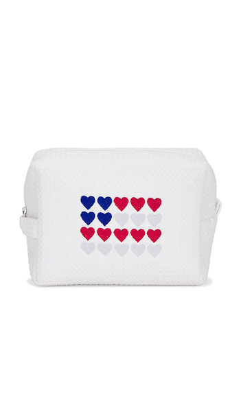  Abbode July 4th Heart Flag Waffle Pouch In White. 