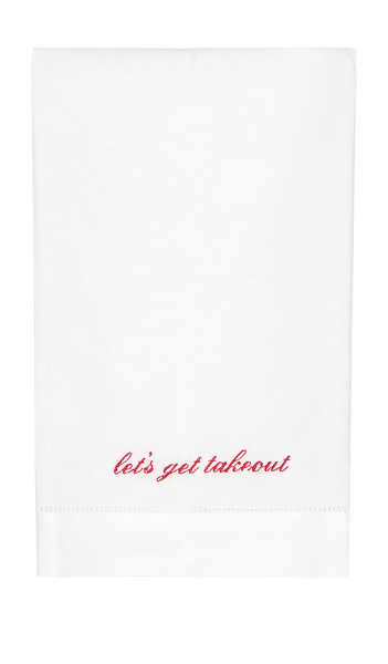  Abbode Let's Get Takeout Tea Towel In White. 