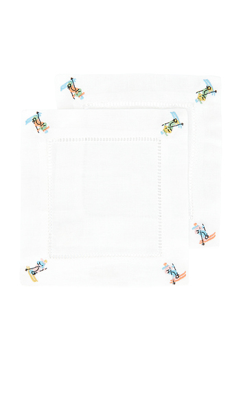  Abbode Skier Napkin In White. 