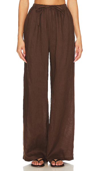  Aexae Linen Drawstring Trouser In Brown. Size Xs. Also In Xxs. 