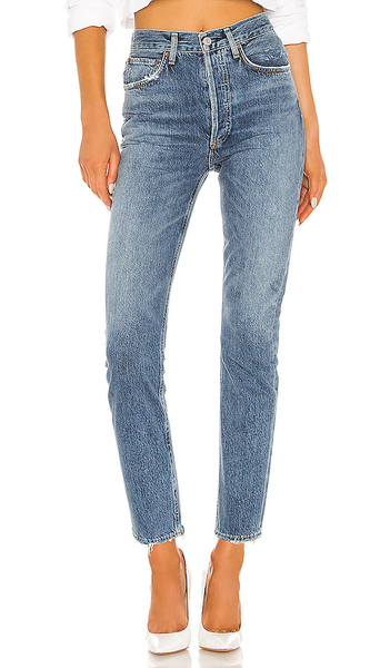  Agolde Riley High Rise Straight Crop Jeans In Denim-medium. Size 25. Also In 26, 27, 28, 29, 30, 31, 32, 34, 33. 