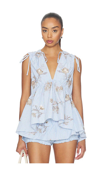  Aknvas Lamia Poplin Top In Multi. Size 0. Also In 4, 6, 12. 