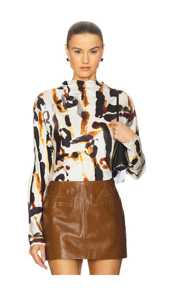  A.l.c. Georgia Top In Cream,brown. Size 4. Also In 0, 2. 