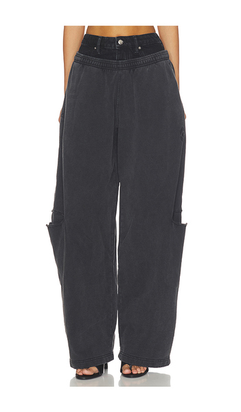  Alexander Wang Prestyled Slashed Sweatpant With Denim Waistband In Black. Size 25. Also In 26, 27, 28, 29. 