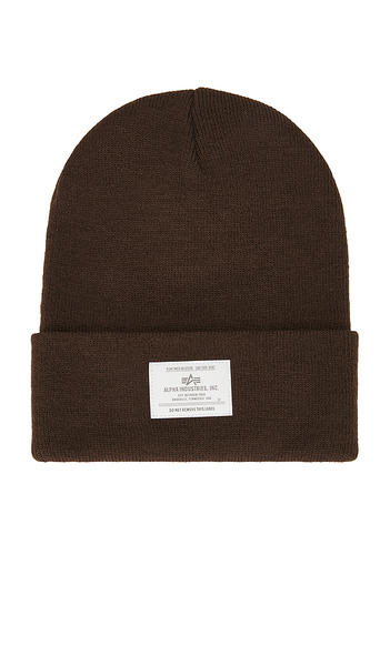  Alpha Industries Essential Beanie In Brown. 