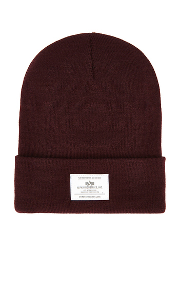  Alpha Industries Essential Beanie In Wine. 