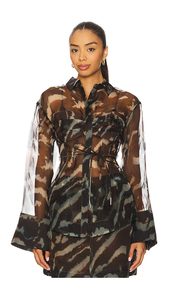  Amur Clea Blouse In Brown. Size 0. Also In 2, 4, 6, 8. 