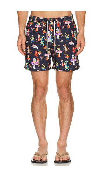  Arrels Barcelona Catch The Wind X Gary Baseman Exclusive Swim Shorts In Blue In Blue. Size S. Also In M, L, Xl/1x. 