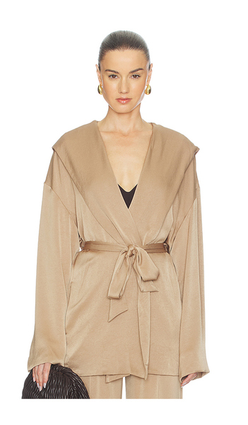  Atlein Hooded Wrap Jacket In Beige. Size S. Also In M, L. 