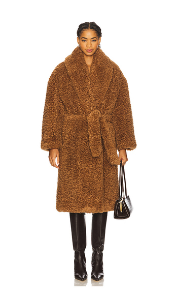  Atlein Long Teddy Wrap Coat In Brown. Size S. Also In Xs, M, L. 