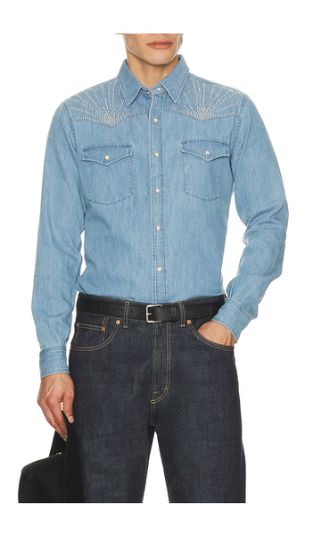  Austin Post Studded Daybreak Shirt In Blue. Size S. Also In M, L, Xl/1x, Xxl/2x. 