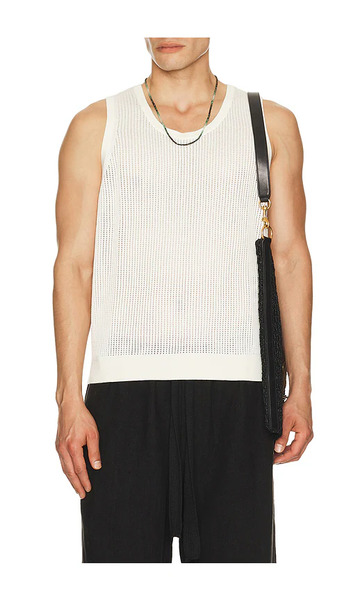  Auto-reply Knit Mesh Tank Top In Cream. Size S. Also In L, Xl/1x. 