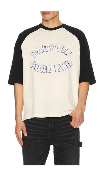  Babylon Pure Evil Raglan T-shirt In Cream. Size M. Also In Xl/1x. 