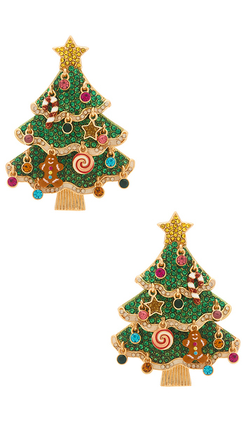  Baublebar Christmas Tree Statement Earrings In Green. 