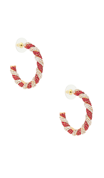  Baublebar Peppermint Hoop Earrings In Red. 