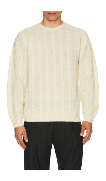  Beams Plus Crew Cable 5g In Cream. Size S. Also In L, Xl. 