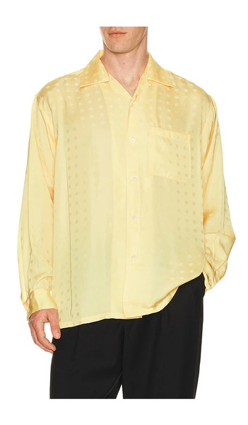  Beams Plus Open Collar Cupro Dot Pattern In Yellow. Size S. Also In M, L. 