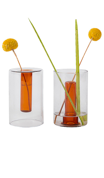  Block Design Small Reversible Glass Vase In Grey. 