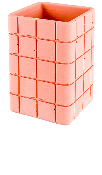  Block Design Tile Toothbrush Holder In Pink. 