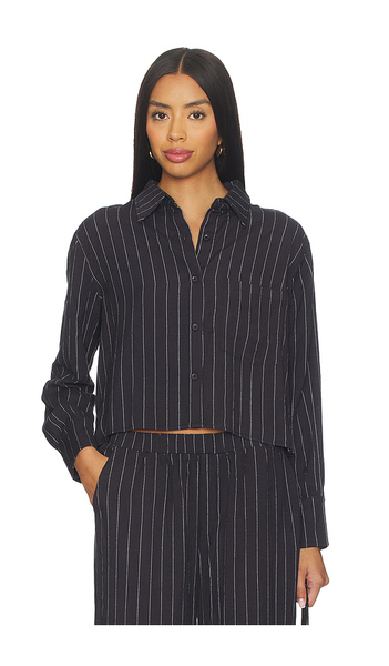  Bobi Boxy Button Front Shirt In Black. Size S. Also In Xs, M. 