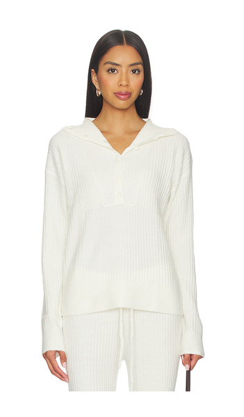  Bobi Button Funnel Neck Sweater In Cream. Size S. Also In Xs, M, L, Xl. 