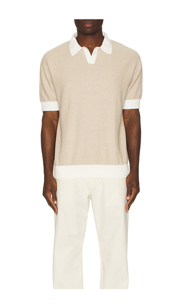  Bound Texture Knit Polo In Brown. Size S. Also In M, L, Xl/1x. 
