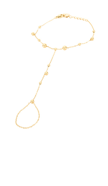  Bracha Bella Hand Chain In Metallic Gold. 