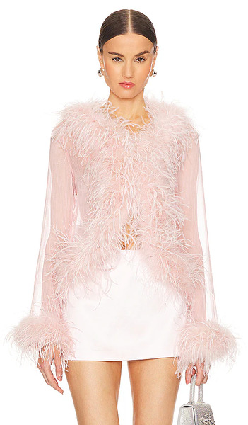  Bubish Gigi Feather Blouse In Pink. Size 8/s. Also In 10/m, 12/l. 