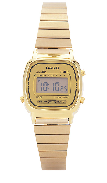  Casio La670 Series Watch In Metallic Gold. 