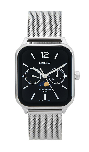  Casio Moon Phase Watch In Metallic Silver. 