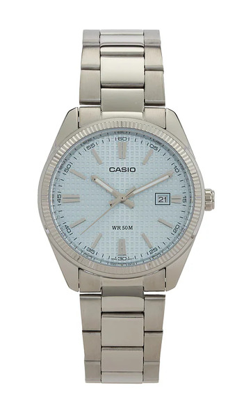  Casio Mtp1302 Series Watch In Metallic Silver. 