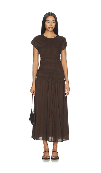  Closed Smocked Dress In Brown. Size Xxs. Also In Xs, S, M, Xl. 