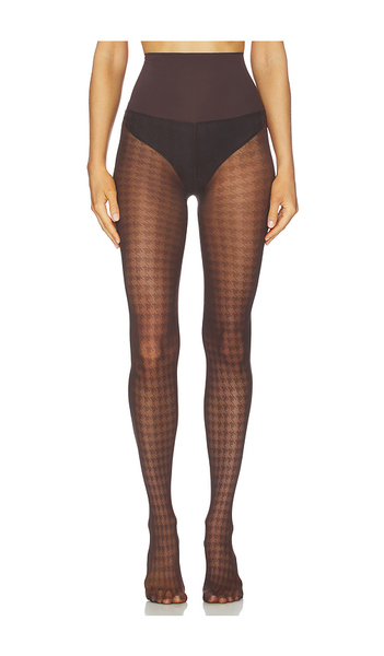  Commando Houndstooth Sheer Tights In Brown. Size S. Also In L, Xl. 