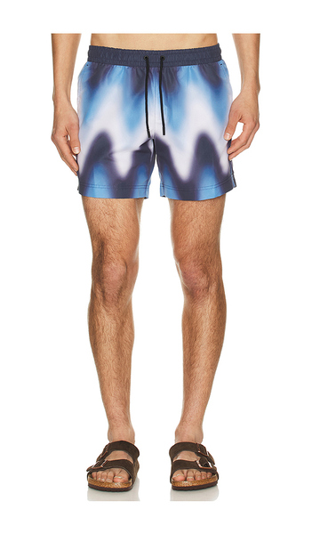  Commas Gradient Wave Classic Swim Short In Blue. Size S. Also In M, L, Xl/1x, Xxl/2x. 
