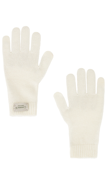  Comme Si Cashmere Short Gloves In Cream. 