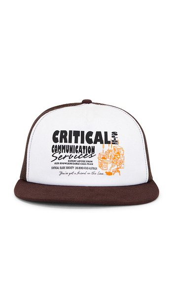  Critical Slide Communication Trucker Hat In Brown. 