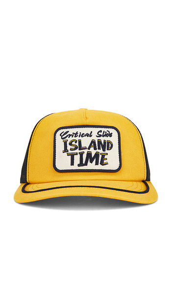  Critical Slide Island Time Trucker Cap In Yellow,black. 