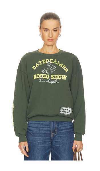  Daydreamer Rodeo Show Oversized Crew Sweatshirt In Dark Green. Size S/m. Also In L/xl. 