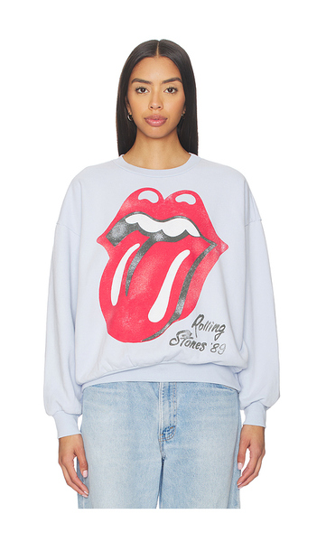  Daydreamer Rolling Stones Big Tongue 89 Oversized Crew Sweatshirt In Baby Blue. Size S. Also In Xs, L. 