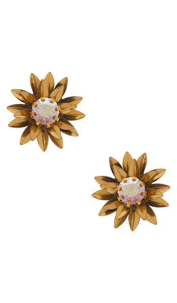 Deepa Gurnani Aretha Earrings In Metallic Gold. 