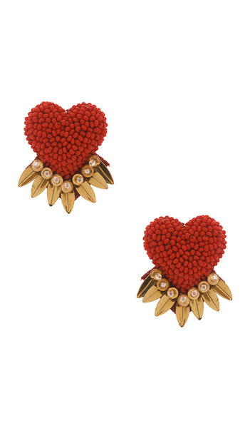  Deepa Gurnani Danika Earrings In Red,metallic Gold. 