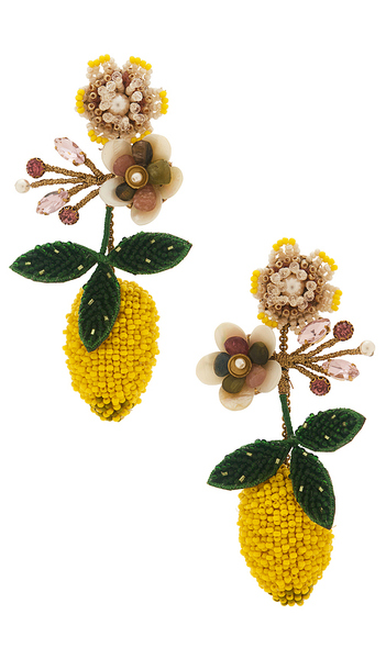  Deepa Gurnani Lemon Earrings In Yellow. 