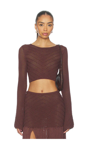  Devon Windsor Erin Longsleeve Top In Brown. Size S. Also In M, L. 