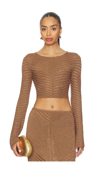  Devon Windsor Raya Metallic Top In Taupe. Size S. Also In Xs, M. 